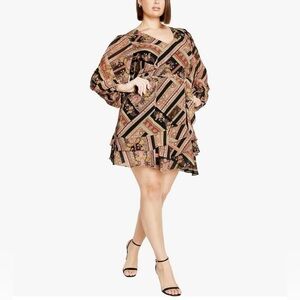 City Chic Harlee Black and Brown Asymmetrical Dress